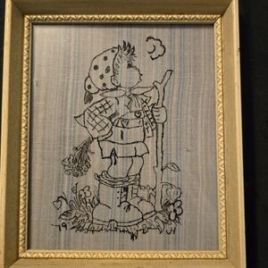 1979 Homemade Framed Art with Child Design